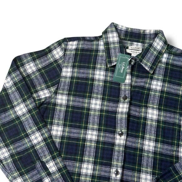 NWT L.L. Bean Scotch Plaid Shirt Women’s Reg S Relaxed Gordon Green Cotton $99 - Picture 3 of 10